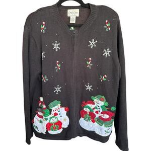 1980's Vintage Carly St. Claire Women's Christmas Sweater Cardigan Size Medium